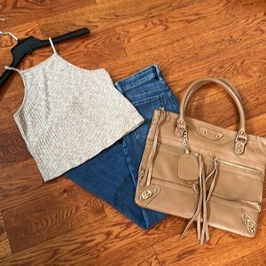 Women’s Iris Ribbed Tank/Halter Crop Top Size M